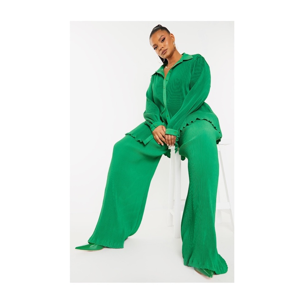 PrettyLittleThing Emerald Green Wide Leg Pantsuit